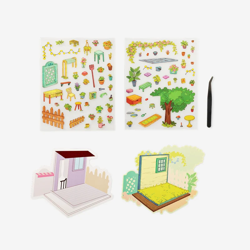 3D sticker scene - Flower garden