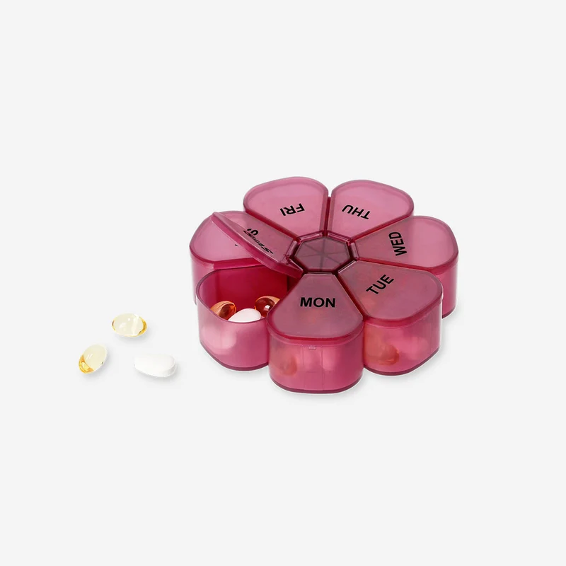 Round red pill organiser