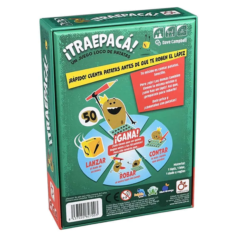 ¡TRAEPACÁ! - Juego de mesa - Mercurio - 3-8 jugadores - 8+ años - 10 min