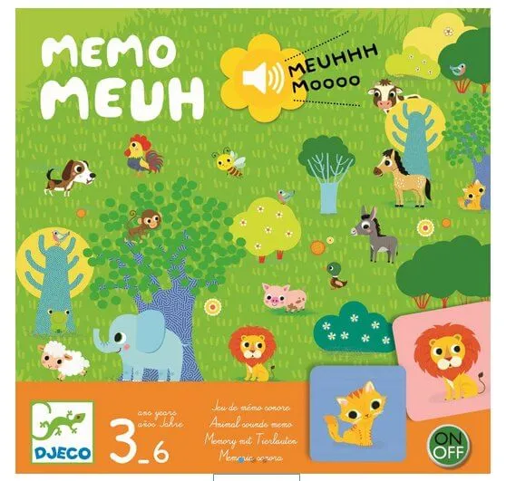 Memo Meuh - Juego de mesa - Djeco - 2-4 jugadores - 3-6 años - 10 min