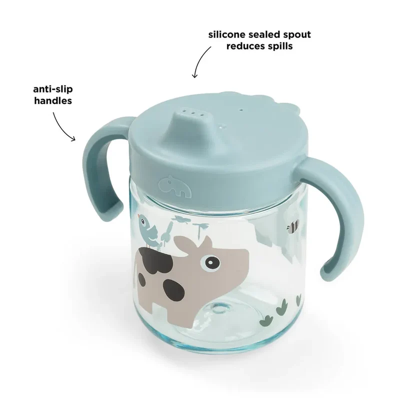 Taza aprendizaje dos asas Tiny farm Blue · Done by Deer
