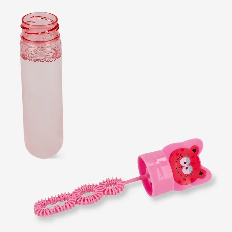 Soap bubbles in pink leopard container