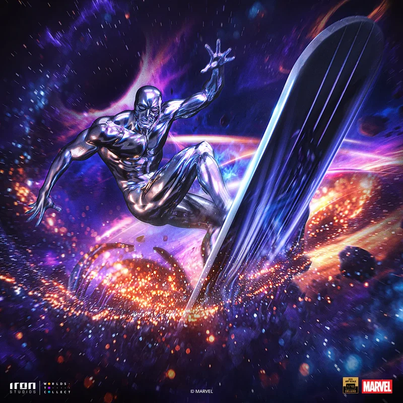 IRON Studios: Marvel Infinity Gauntlet - Silver Surfer Diorama Deluxe Escala de Arte 1/10