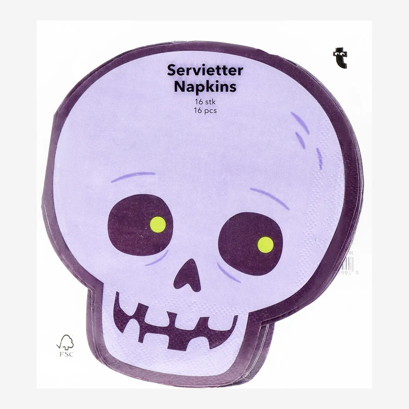 Skull shaped napkins - 16 pcs