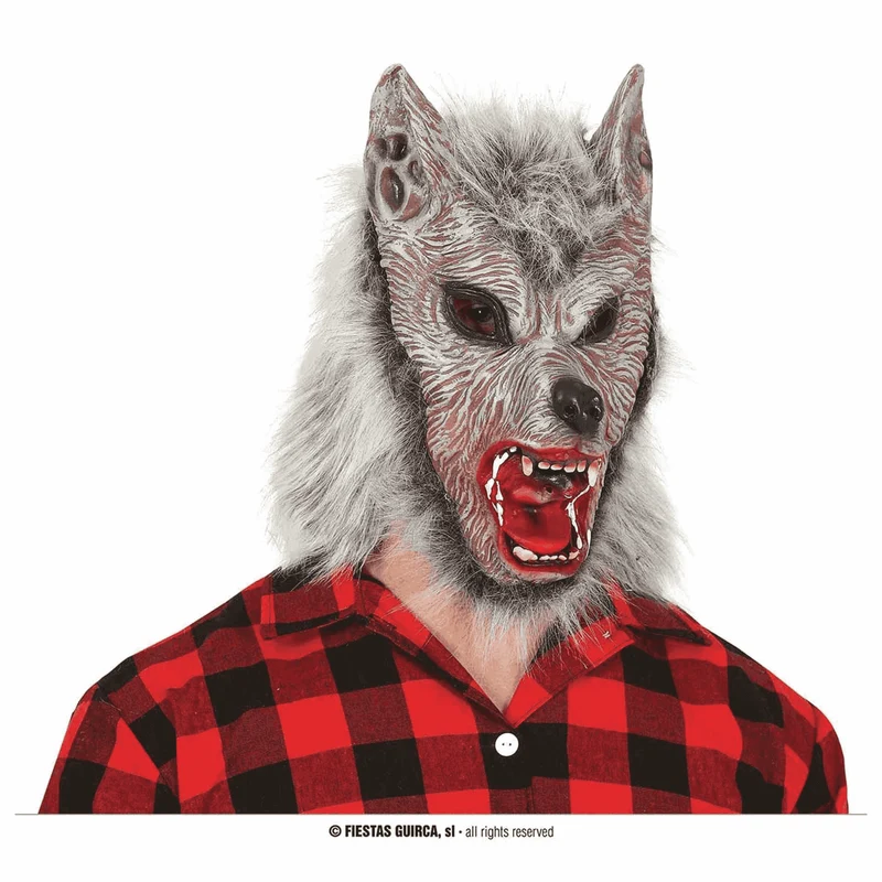 Máscara Lobo de Látex con Pelo Sintético