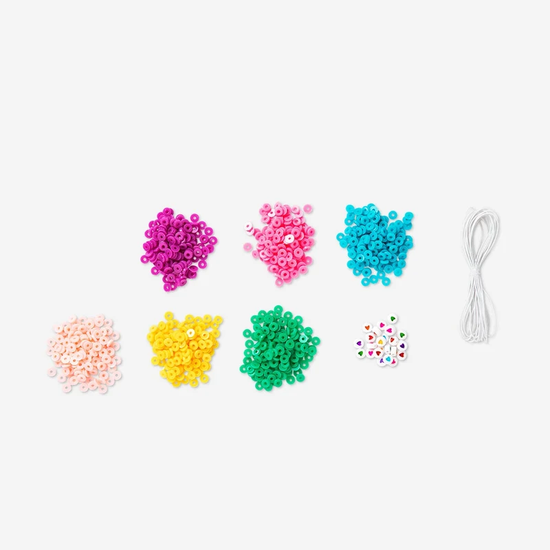 Bead set with string - Colourful beads and hearts