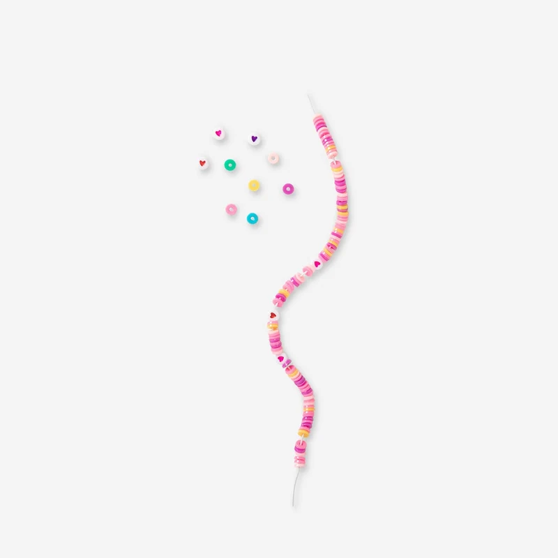 Bead set with string - Colourful beads and hearts