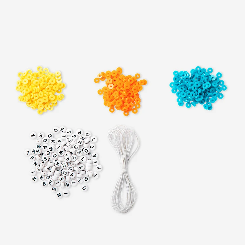 Bead set with string - Tropical colours and letters