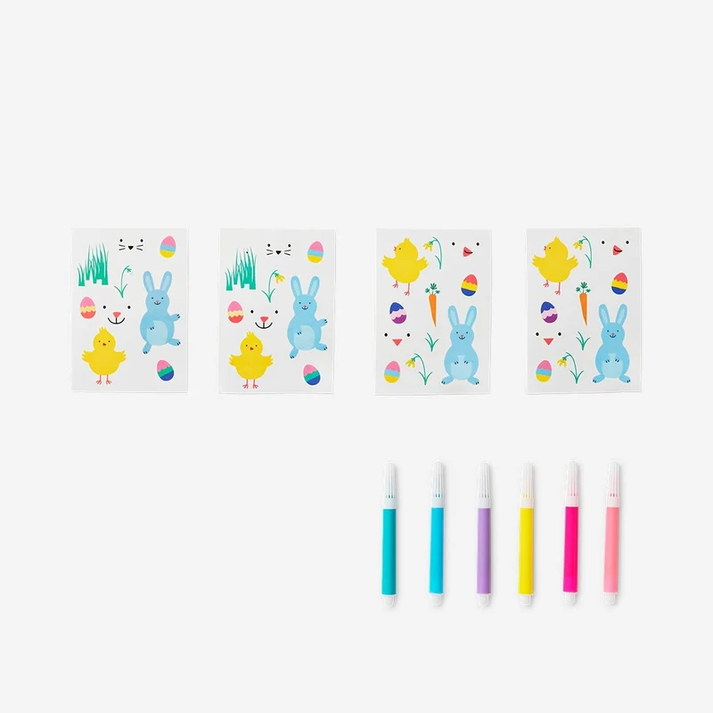 DIY decorative eggs. With stickers and markers