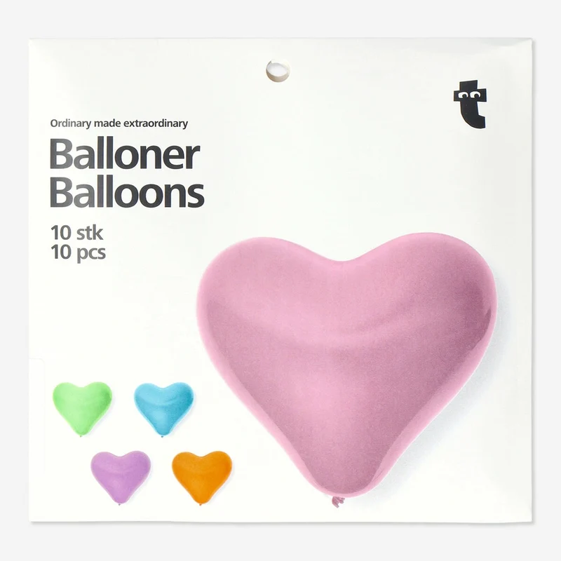 Multi coloured heart balloons - 10 pcs