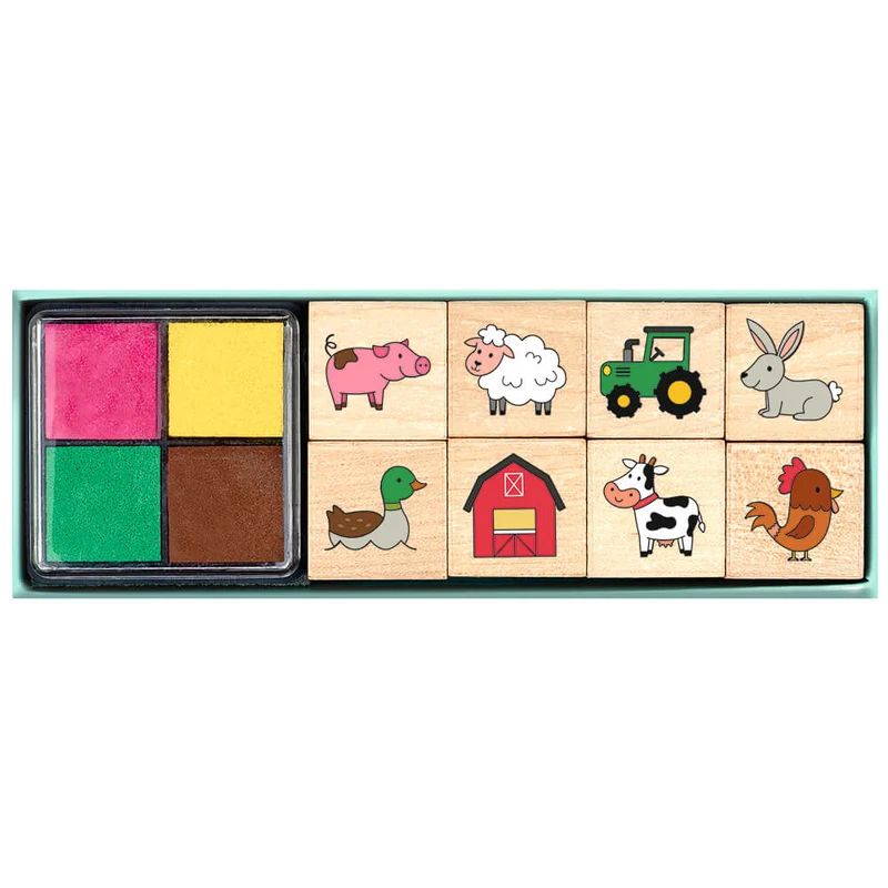 Tampones madera Animales Granja · Moses