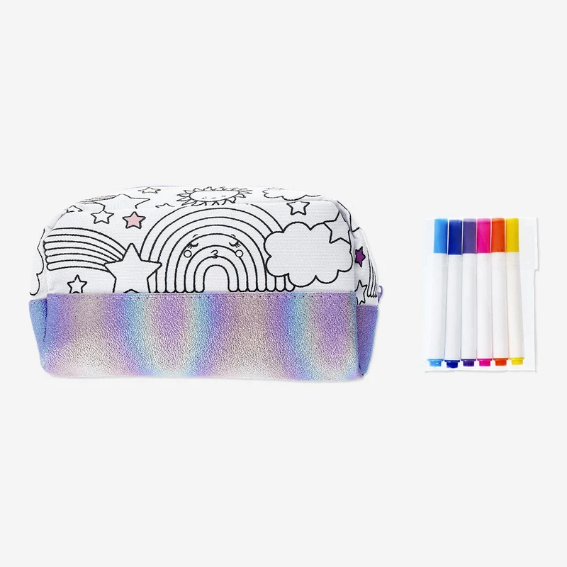 Colour-your-own pencil case. With 6 markers