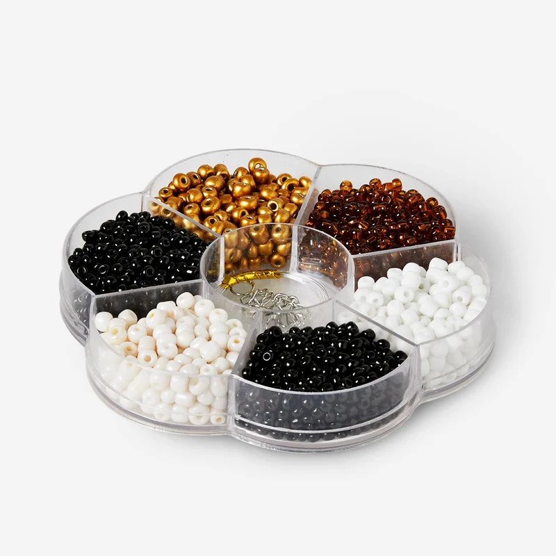 Brown, Gold and White Glass Bead Set