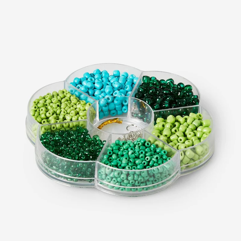 Green and Blue Glass Bead Set